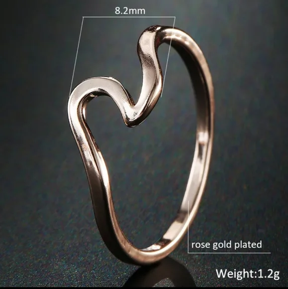 Wave Ring Bohemian Copper Metal Rose Gold - Picture 3 of 4